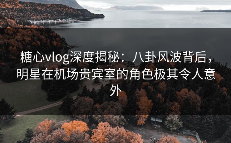 糖心vlog深度揭秘：八卦风波背后，明星在机场贵宾室的角色极其令人意外