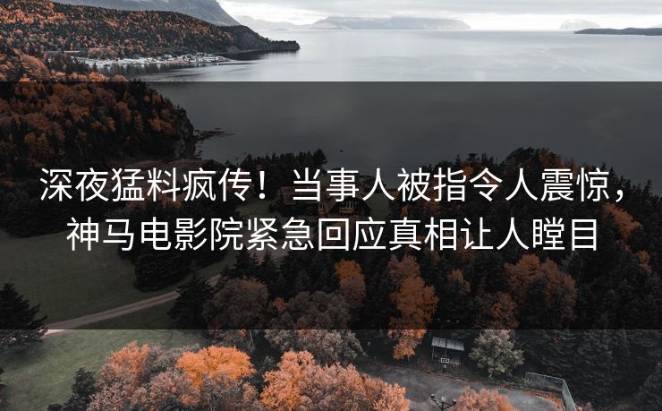 深夜猛料疯传！当事人被指令人震惊，神马电影院紧急回应真相让人瞠目